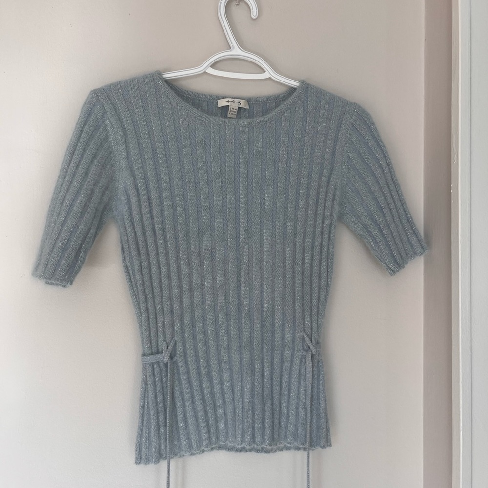 Un Deux Trois, size 36/38, blue, wool, angora, sweater, half sleeves